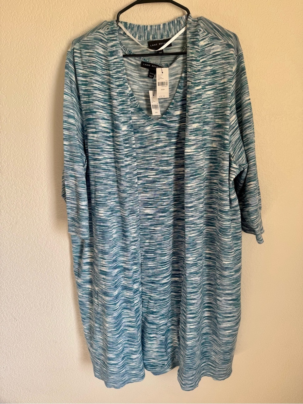 Lane Bryant 2-Piece Duster Cardigan & Sleeveless Dress Set Blue 22/24 NWT